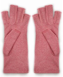 Compressie Handschoenen Half Vinger Lichtgewicht Ademend Thermische (Artritis) Herstel Winter Handwear Roze / S