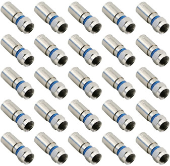 Compression RG6 F Connector Coax Coaxial Adapter Plug for Satellite & Cable TV (25 Pack)
