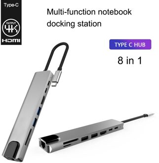 Computer Accessoires Usb Type C Dock Station Hdmi-Compatibel Voor Laptop 8 In 1 Usb C Hub 4K RJ45 USB3.0 Pd Splitter Adapter