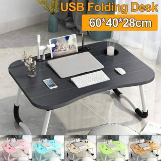 Computer Desk Bed Foldable Rechargeable With Lamp Usb Small Fan Lazy Table As Table Bedroom Student Desk