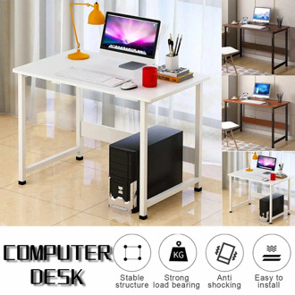 Computer Laptop Desk Modern Style Computer Table with Bookshelf Wooden Standing Desks Round Edge for Home Office Living Room