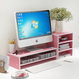 Computer Monitor Verhoogd Plank Desktop Toetsenbord Opbergrek Boekenplank Zwart/Bruin 2