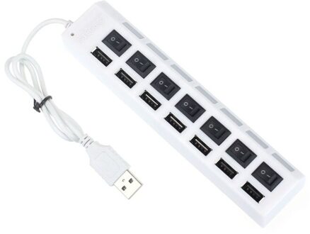 Computer Usb Hub 7 Poorten Led Usb 2.0 Adapter Hub Aan/Uit Schakelaar Voor pc Laptop Zwart Wit Usb Hub #10