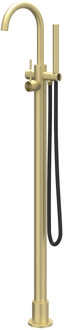 Concord Badmengkraan Vrijstaand - draaibare uitloop - 150cm - Doucheslang - Staafhanddouche - RVS316 - geborsteld mat goud PVD 6303102 Goud geborsteld