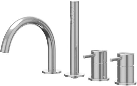 Concord Badrandcombinatie - 4-wegs - mengkraan - draaibare uitloop - uittrekbare handdouche - RVS316 - geborsteld 6301161 RVS geborsteld