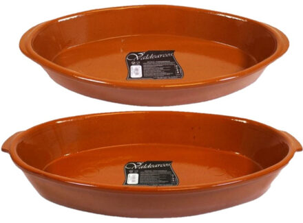 Concord Set van 2x stuks tapas ovenschalen/serveerschalen terracotta Fontein 7 en 5 liter - Ovenschalen Bruin