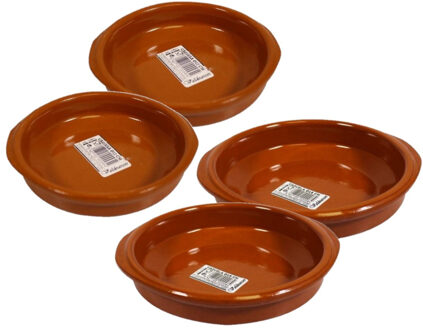 Concord Set van 4x stuks tapas bakjes/schaaltjes Alicante met handvatten 12 en 16 cm - Snack en tapasschalen Bruin