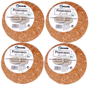 CONCORDE 16x Ronde onderzetters van kurk 10 cm