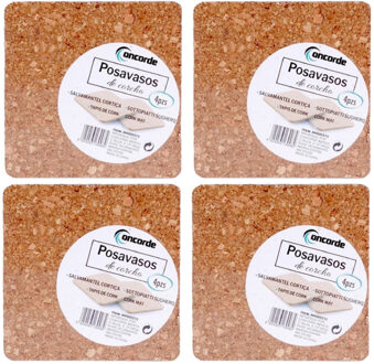 CONCORDE 16x Vierkante onderzetters van kurk 10 x 10 cm