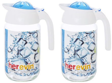 CONCORDE 2x stuks glazen schenkkan/karaf met deksel van 1,5 liter