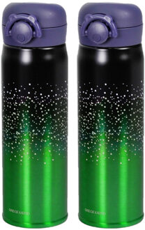CONCORDE 2x stuks thermosfles / isoleerfles RVS voor onderweg 500 ml groen/zwart