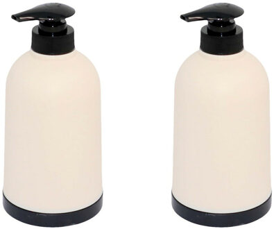 CONCORDE 2x Stuks Zeeppompje/dispenser kunststof beige/zwart 8 x 15 cm