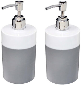 CONCORDE 2x Stuks Zeeppompje/dispenser kunststof grijs/wit 8 x 17 cm