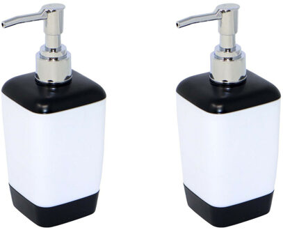 CONCORDE 2x Stuks Zeeppompje/dispenser kunststof wit/zwart 8 x 17 cm