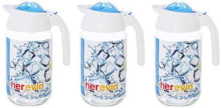 CONCORDE 3x stuks glazen schenkkan/karaf met deksel van 1,5 liter