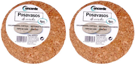 CONCORDE 8x Ronde onderzetters van kurk 10 cm