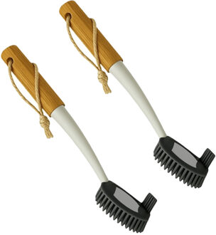 CONCORDE Afwasborstel met sillicone kop - 2x - hout/kunststof - ophang lus - Hygi?nische afwas borstel