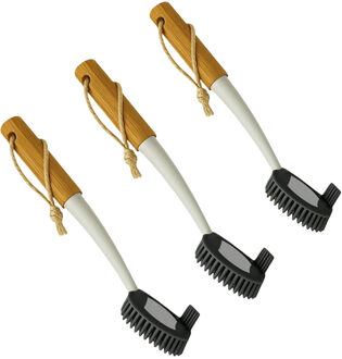 CONCORDE Afwasborstel met sillicone kop - 3x - hout/kunststof - ophang lus - Hygi?nische afwas borstel