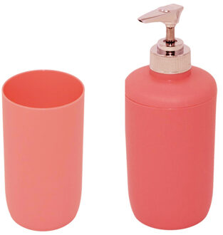 CONCORDE Badkamer accessoires setje beker en zeeppompje 16 cm zalmroze