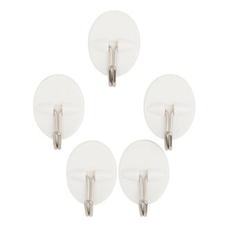 CONCORDE Badkamer en keuken ophanghaakjes - zelfklevend - 10x stuks - kunststof - wit