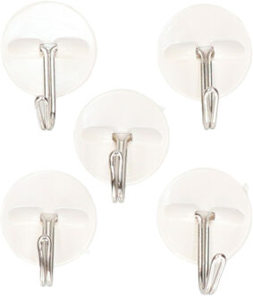 CONCORDE Badkamer en keuken ophanghaakjes - zelfklevend - 15x stuks - kunststof - wit