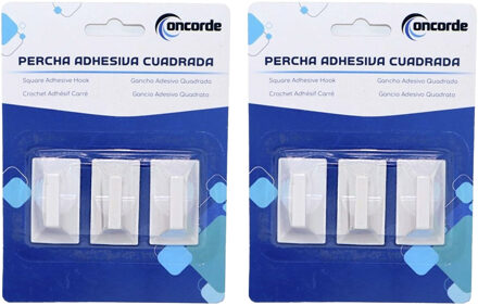 CONCORDE Badkamer ophanghaakjes - 12x stuks - kunststof - wit - zelfklevend