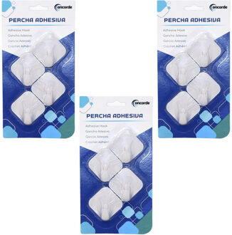 CONCORDE Badkamer ophanghaakjes - 12x stuks - kunststof - wit - zelfklevend