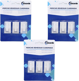 CONCORDE Badkamer ophanghaakjes - 18x stuks - kunststof - wit - zelfklevend