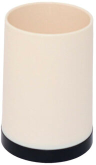 CONCORDE Badkamer tandenborstelhouder/drinkbeker - kunststof - beige/zwart - 8 x 10 cm
