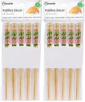 CONCORDE Bamboe houten eetstokjes met bloemen print 40x stuks