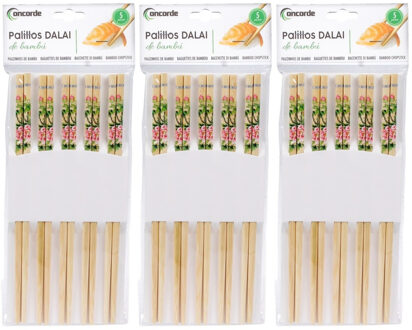 CONCORDE Bamboe houten eetstokjes met bloemen print 50x stuks