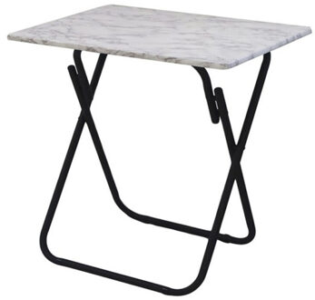 CONCORDE Bijzettafel - marmer look - MDF hout - metaal - inklapbaar - L50 x B70 x H93 cm