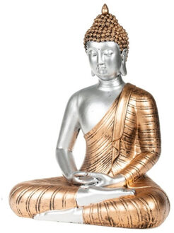 CONCORDE Boeddha beeld - goud en zilver - polystone - 29 cm