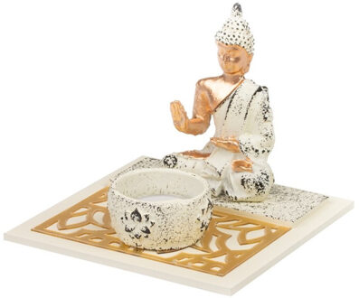 CONCORDE Boeddha beeld met waxinelichthouder voor binnen 14 cm