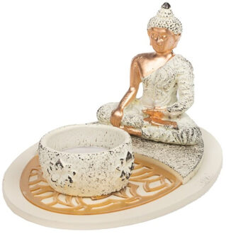 CONCORDE Boeddha beeld met waxinelichthouder voor binnen 15 cm