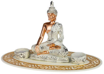 CONCORDE Boeddha beeld met waxinelichthouders voor binnen 35 cm