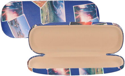 CONCORDE Brillenkoker/brillen opberghoes Holiday - 2x - hard kunststof - blauw - zonnebril hoes