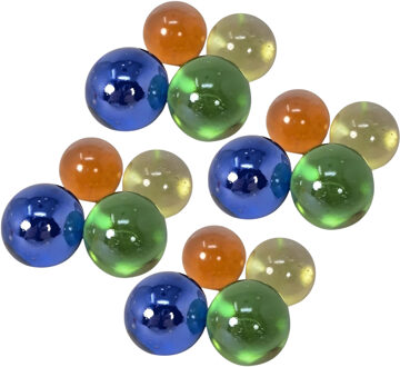 CONCORDE Decoratie glas knikkers - groot - 3,5 cm - 16x - kleurenmix - bloemstukken - tafeldecoraties