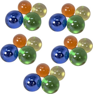 CONCORDE Decoratie glas knikkers - groot - 3,5 cm - 20x - kleurenmix - bloemstukken - tafeldecoraties