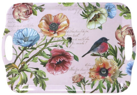CONCORDE Dienblad/serveer tray - bloemenmotief - roze - kunststof - 42 x 29 cm