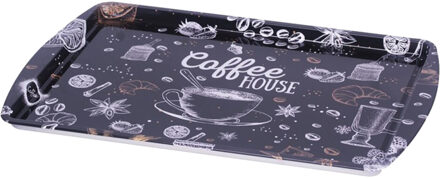 CONCORDE Dienblad/serveer tray Coffee House - Melamine - zwart - 38 x 24 cm - rechthoekig - Dienbladen