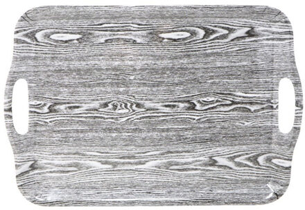 CONCORDE Dienblad/serveer tray - hout motief - grijs - kunststof - 42 x 29 cm