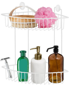 CONCORDE Doucherekje - hoek-model - 2-laags - wit - H32 cm - metaal