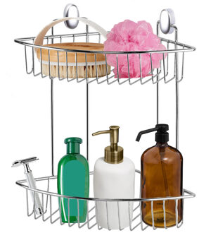 CONCORDE Doucherekje - hoek-model - 2-laags - zilver - H32 cm - metaal