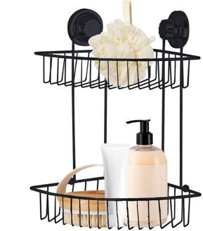 CONCORDE Doucherekje - hoek-model - 2-laags - zwart - H36 cm - metaal