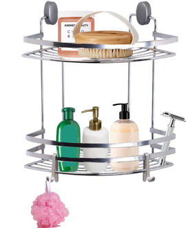 CONCORDE Doucherekje met haakjes - hoek-model - 2-laags - zilver - H30 cm - metaal