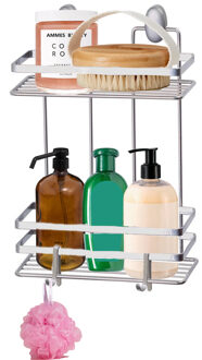 CONCORDE Doucherekje met haakjes - rechthoek - 2-laags - zilver - H30 cm - metaal