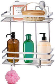 CONCORDE Doucherekje met haakjes - rechthoek - 2-laags - zilver - H30 cm - metaal