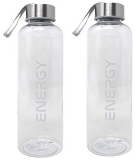 CONCORDE Drinkfles/waterfles/bidon - 2x - 570 ml - energy - wit - kunststof - Drinkflessen