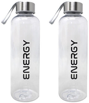 CONCORDE Drinkfles/waterfles/bidon - 2x - 570 ml - energy - zwart - kunststof - Drinkflessen